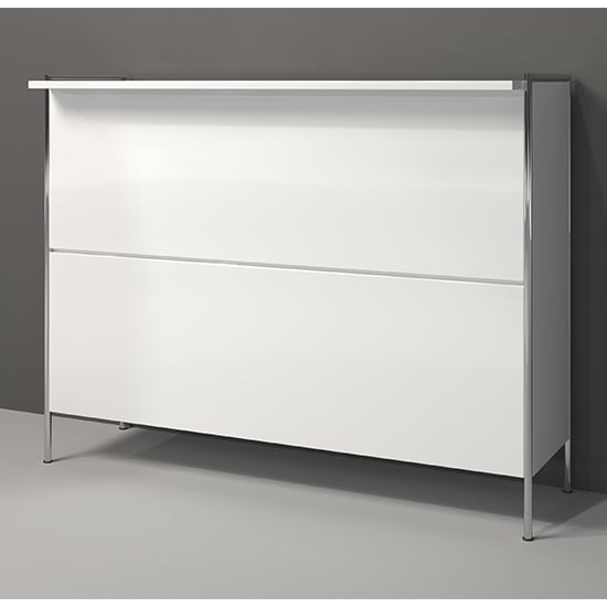Product photograph of Isna High Gloss Drinks Storage Cabinet With Bottle Rack In White from Furniture in Fashion