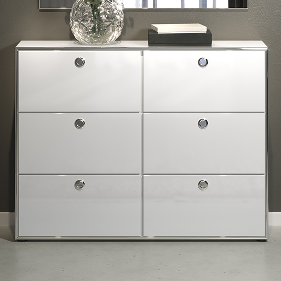 Isna High Gloss Highboard With 6 Flap Doors In White_2