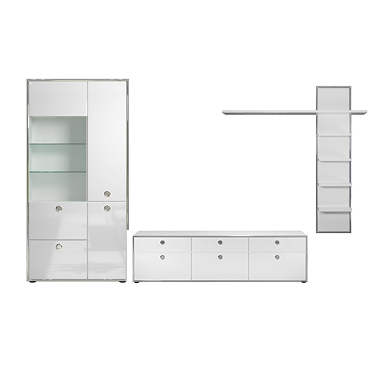 Isna High Gloss Living Room Furniture Set 2 In White With LED