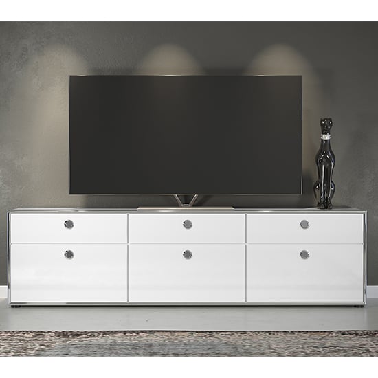 Isna High Gloss Living Room Furniture Set 2 In White With LED_5