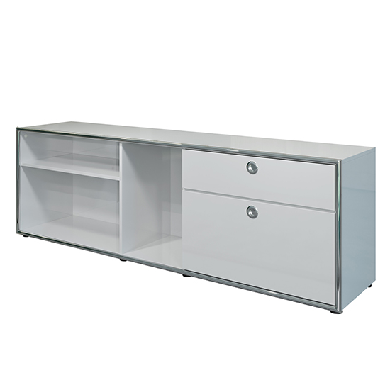 Isna High Gloss Home And Office Lowboard In Light Grey_5