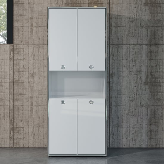 Isna High Gloss Office Filing Storage Cabinet In Light Grey_2