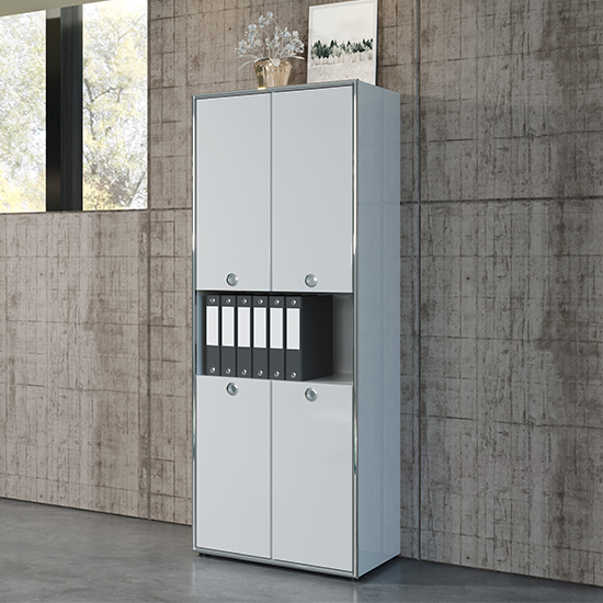 Read more about Isna high gloss office filing storage cabinet in light grey