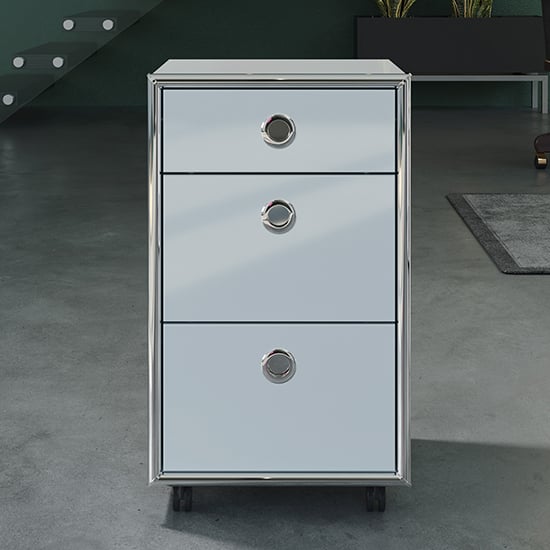 Isna High Gloss Office Pedestal With 3 Drawers In Light Grey_2