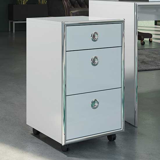 Read more about Isna high gloss office pedestal with 3 drawers in light grey