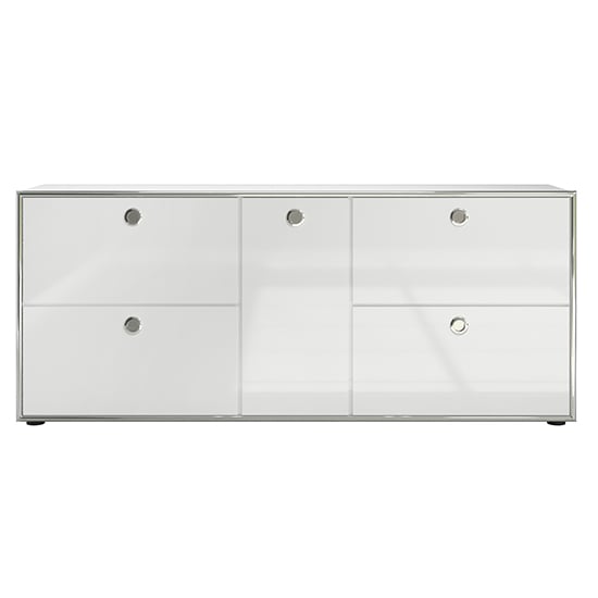 Isna High Gloss Sideboard With 5 Flap Doors In White_4