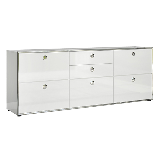 Isna High Gloss TV Sideboard With 5 Doors 2 Drawers In White_3