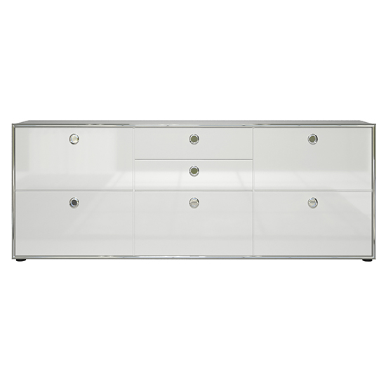Isna High Gloss TV Sideboard With 5 Doors 2 Drawers In White_4