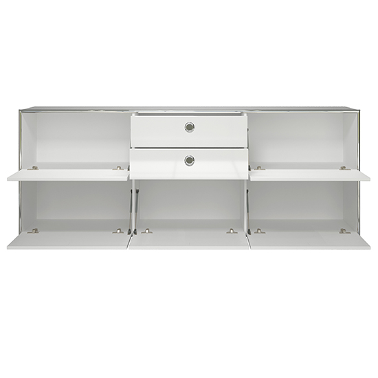 Isna High Gloss TV Sideboard With 5 Doors 2 Drawers In White_5