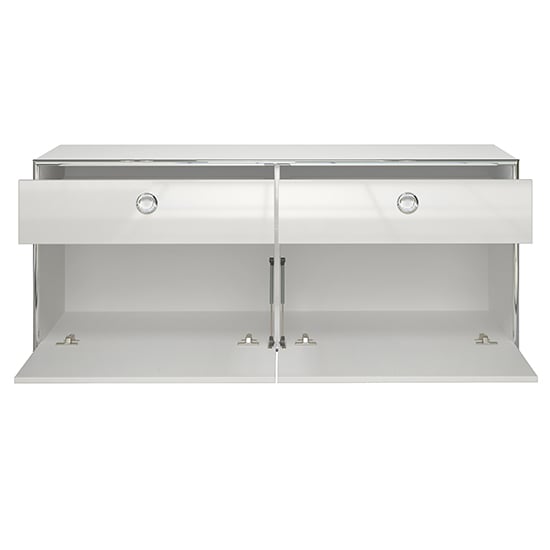 Isna High Gloss TV Stand With 2 Doors 2 Drawers In White_5