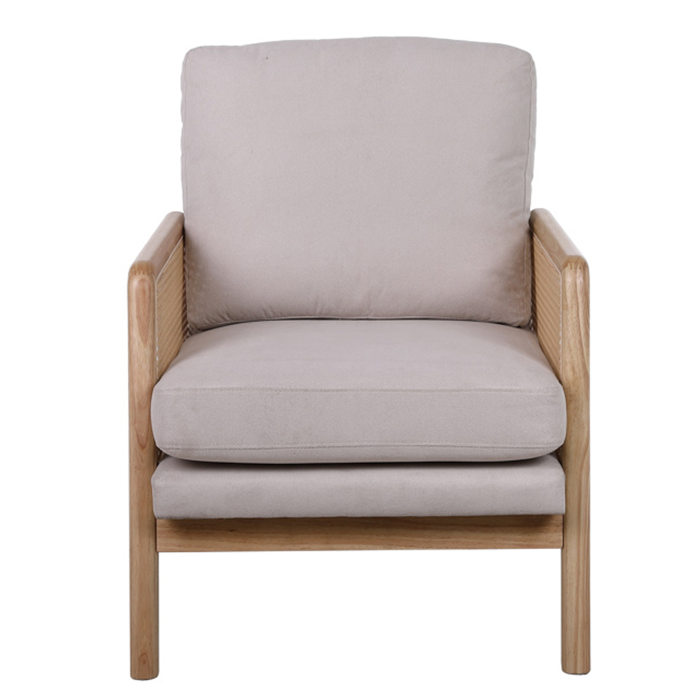 Issaquah Fabric 1 Seater Sofa With Wooden Frame In Grey And Oak
