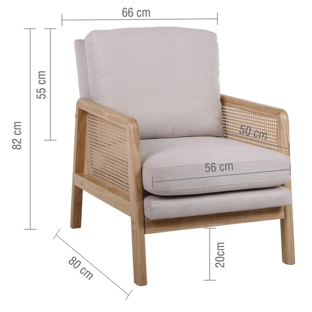 Issaquah Fabric 1 Seater Sofa With Wooden Frame In Grey And Oak
