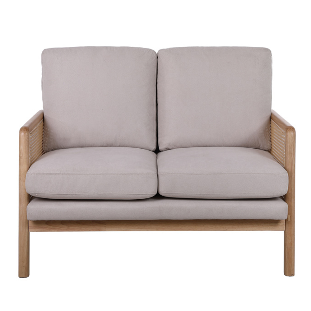 Issaquah Fabric 2 Seater Sofa With Wooden Frame In Grey And Oak