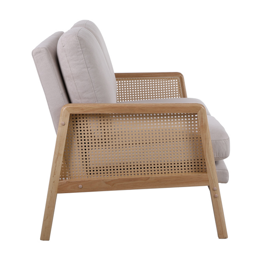 Issaquah Fabric 2 Seater Sofa With Wooden Frame In Grey And Oak