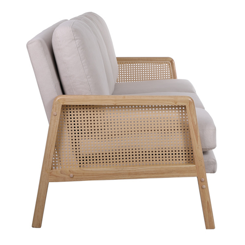 Issaquah Fabric 3 Seater Sofa With Wooden Frame In Grey And Oak