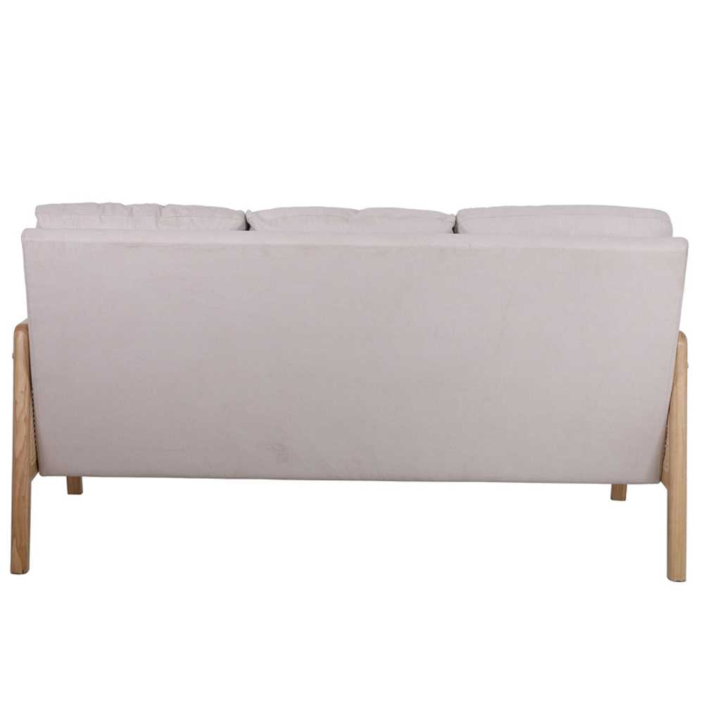 Issaquah Fabric 3 Seater Sofa With Wooden Frame In Grey And Oak