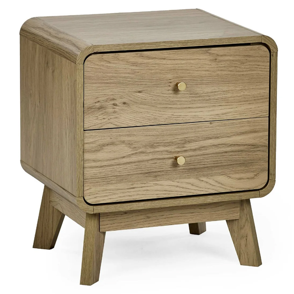 Issaquah Wooden Bedside Cabinet With 2 Drawers - Oak