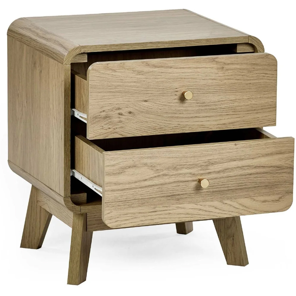 Issaquah Wooden Bedside Cabinet With 2 Drawers - Oak