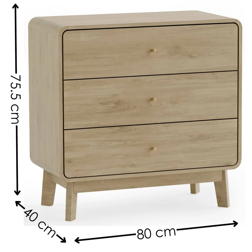 Issaquah Wooden Chest Of 3 Drawers - Oak
