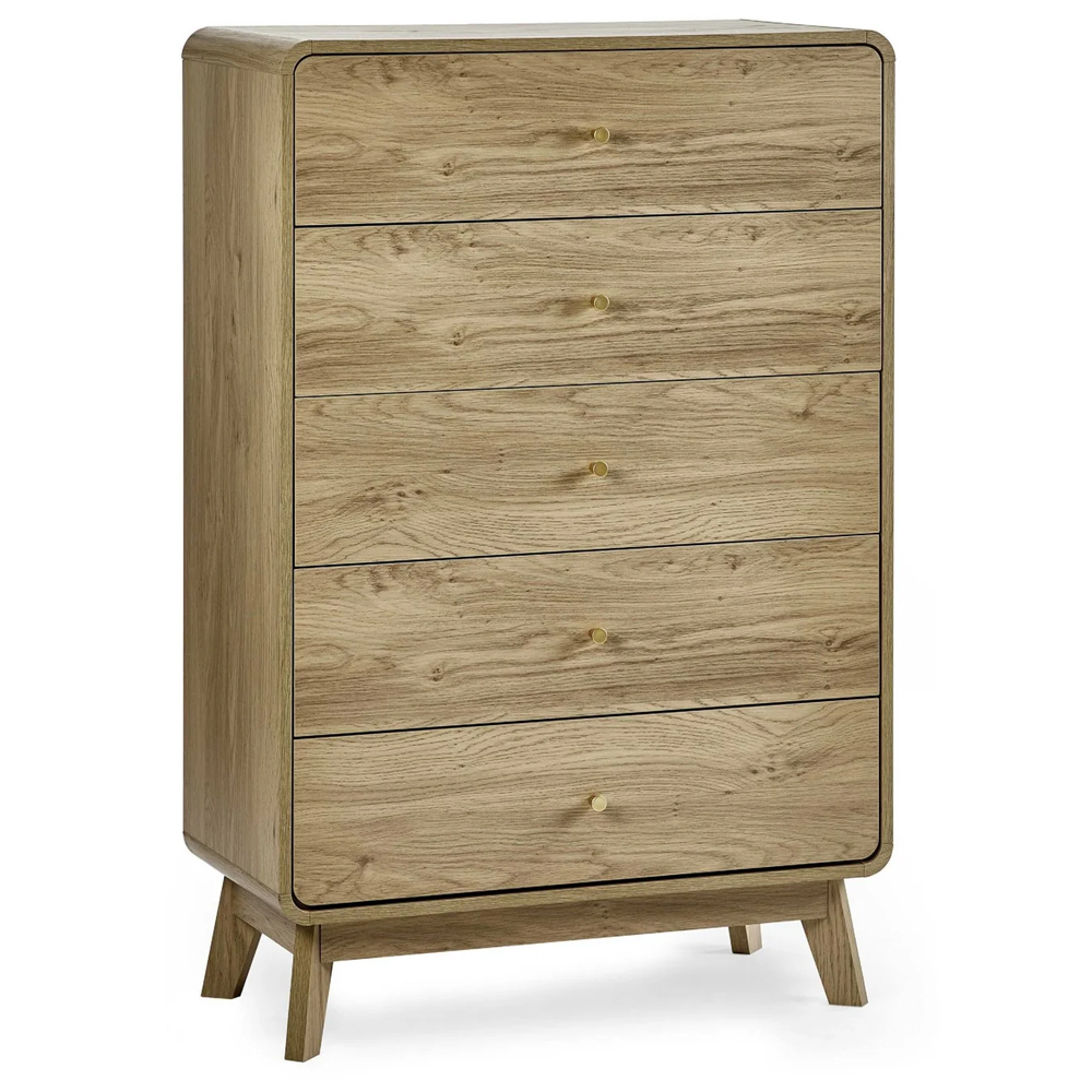 Issaquah Wooden Chest Of 5 Drawers - Oak