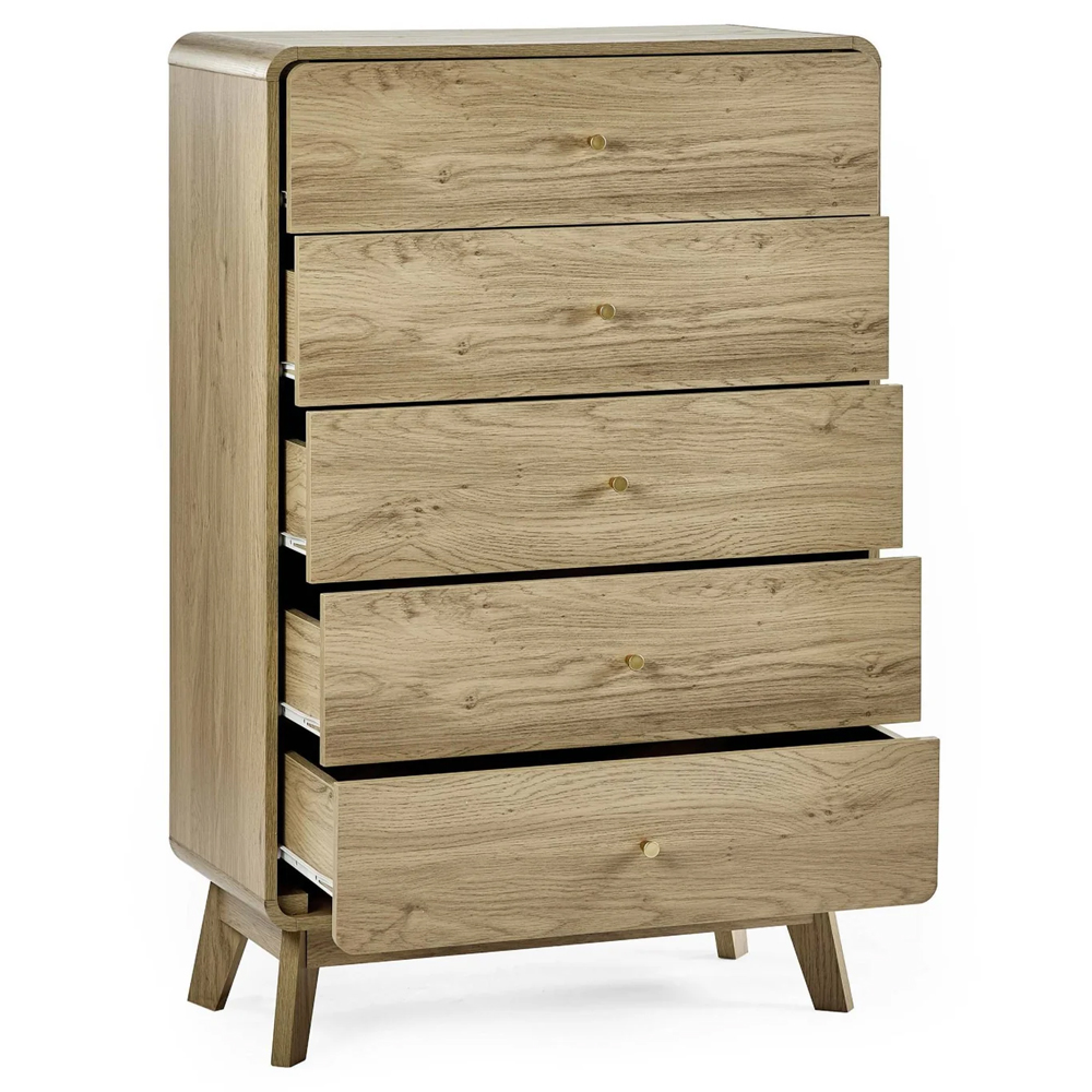 Issaquah Wooden Chest Of 5 Drawers - Oak