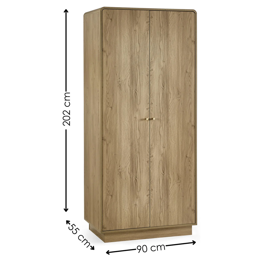 Issaquah Wooden Wardrobe With 2 Doors - Oak