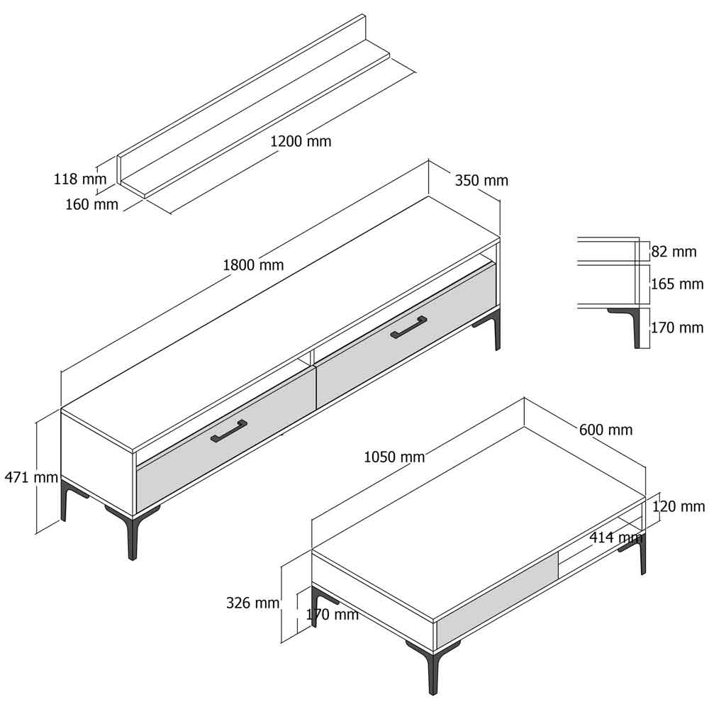 Istanbul Wooden Entertainment Unit and Coffee Table Set in Walnut and White Marble Effect
