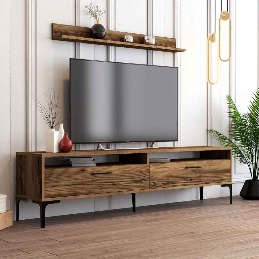 Istanbul Wooden Entertainment Unit and Coffee Table Set in Walnut