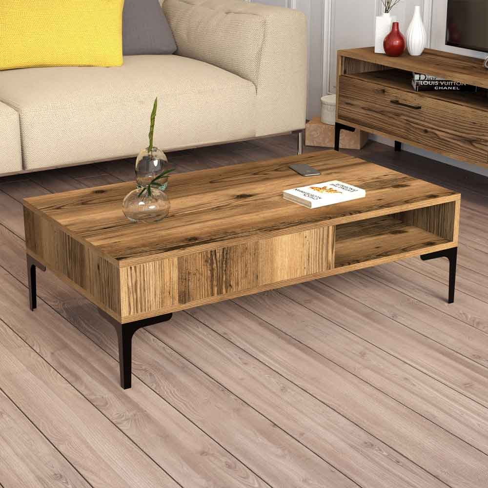 Istanbul Wooden Entertainment Unit and Coffee Table Set in Walnut