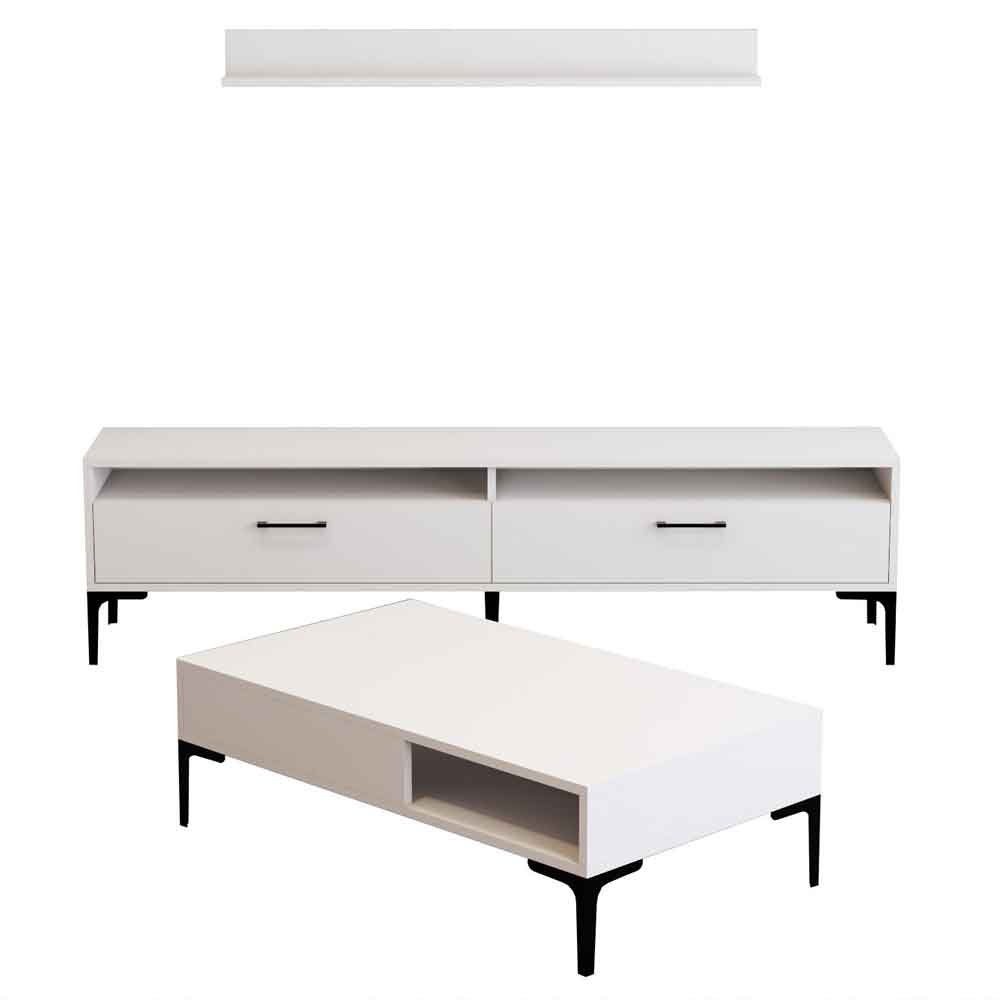 Istanbul Wooden Entertainment Unit and Coffee Table Set in White