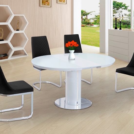 Italia Glass Extendable Dining Table In White Gloss Furniture in Fashion