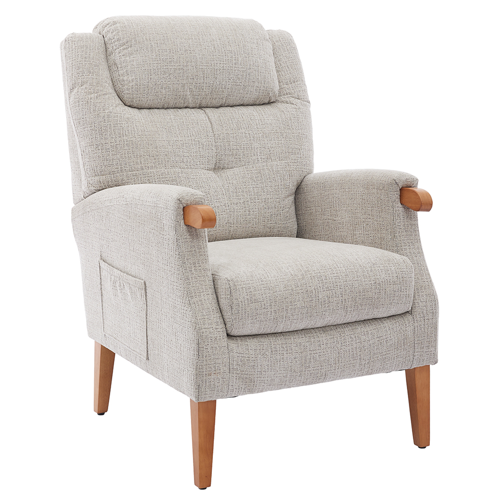Itaquera Fabric Armchair With Wooden Legs In Linen