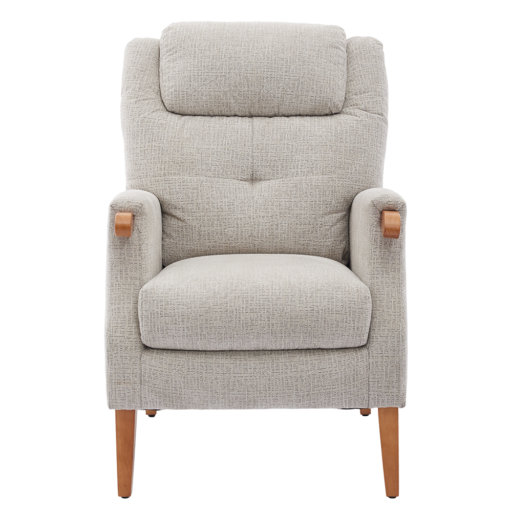 Itaquera Fabric Armchair With Wooden Legs In Linen