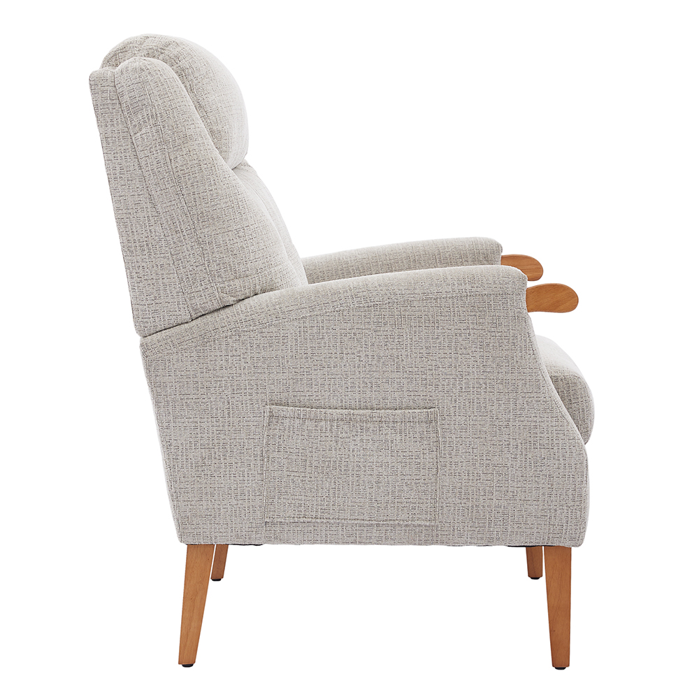 Itaquera Fabric Armchair With Wooden Legs In Linen