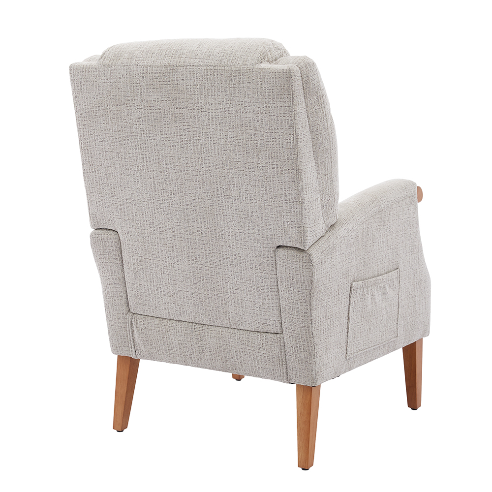 Itaquera Fabric Armchair With Wooden Legs In Linen