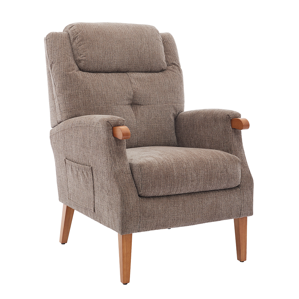 Itaquera Fabric Armchair With Wooden Legs In Mink