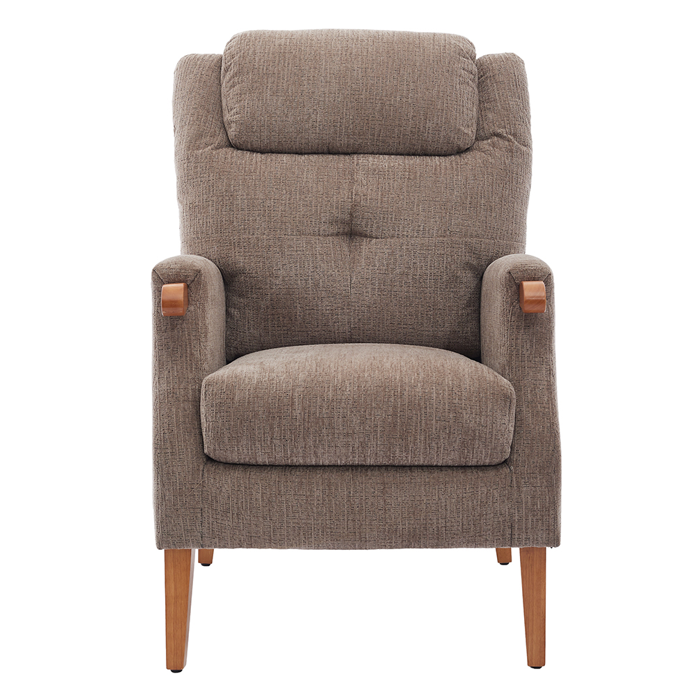Itaquera Fabric Armchair With Wooden Legs In Mink