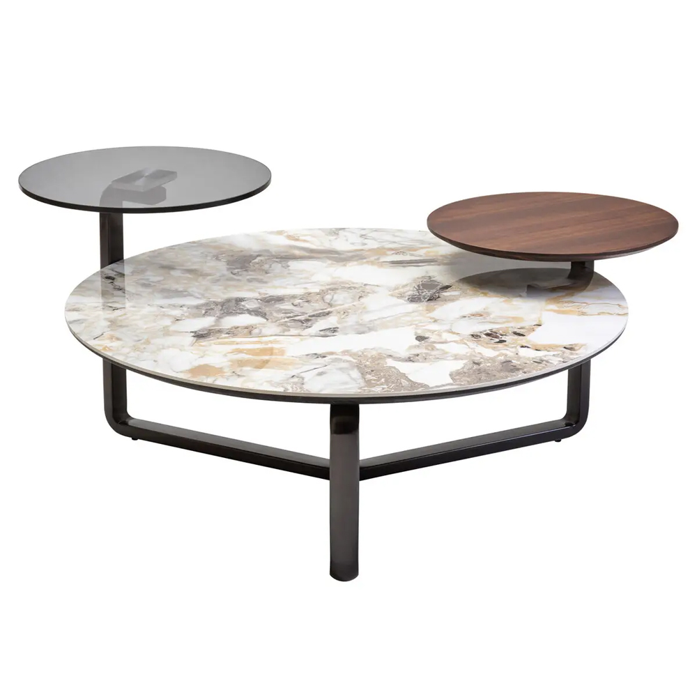 Ithaca Ceramic Top Coffee Table In Grey And White