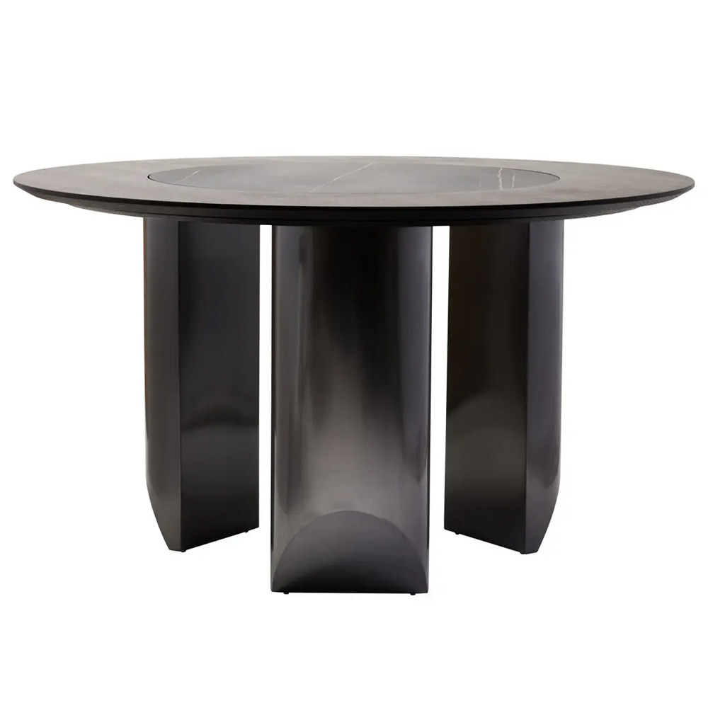 Ithaca Ceramic Top Dining Table With Stainless Steel Legs In Black