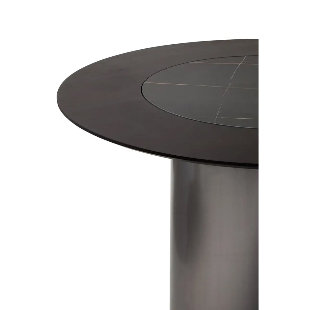 Ithaca Ceramic Top Dining Table With Stainless Steel Legs In Black