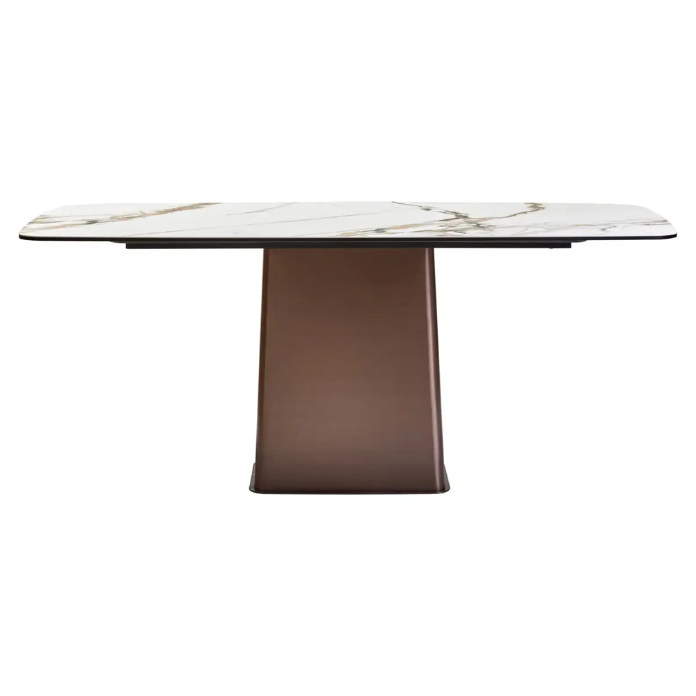 Ithaca Ceramic Top Dining Table With Stainless Steel Legs In White