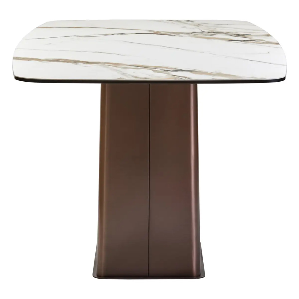 Ithaca Ceramic Top Dining Table With Stainless Steel Legs In White