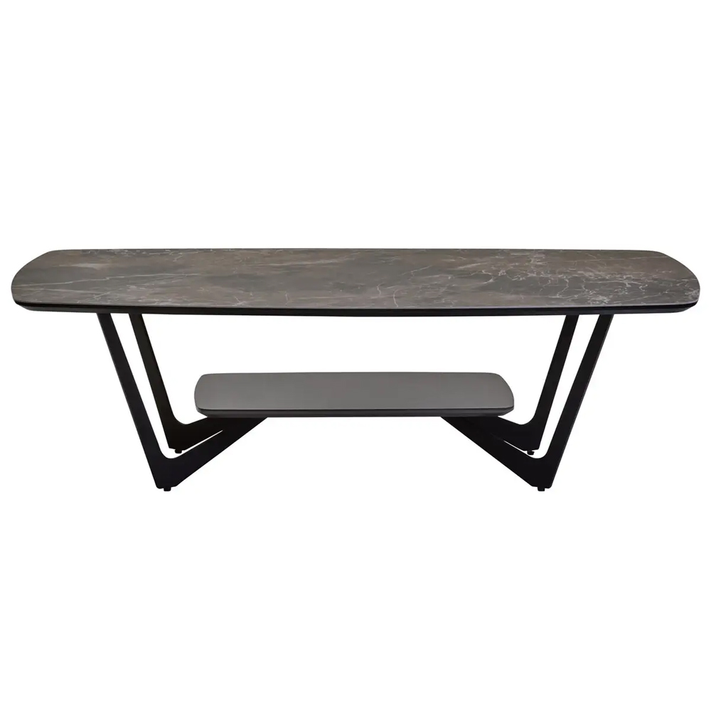 Ithaca Ceramic Top Rectangular Coffee Table In Grey And Black