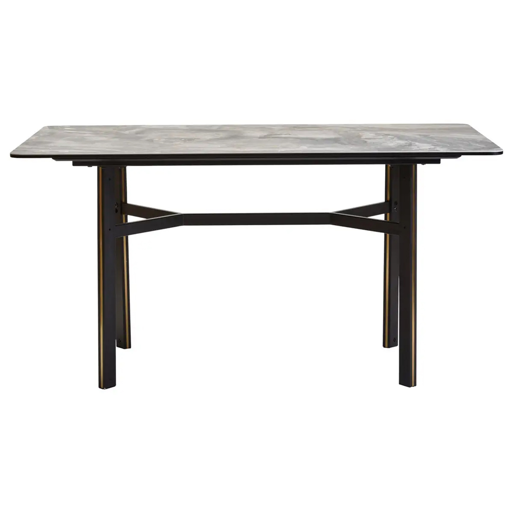 Ithaca Ceramic Top Rectangular Dining Table In Grey And Black