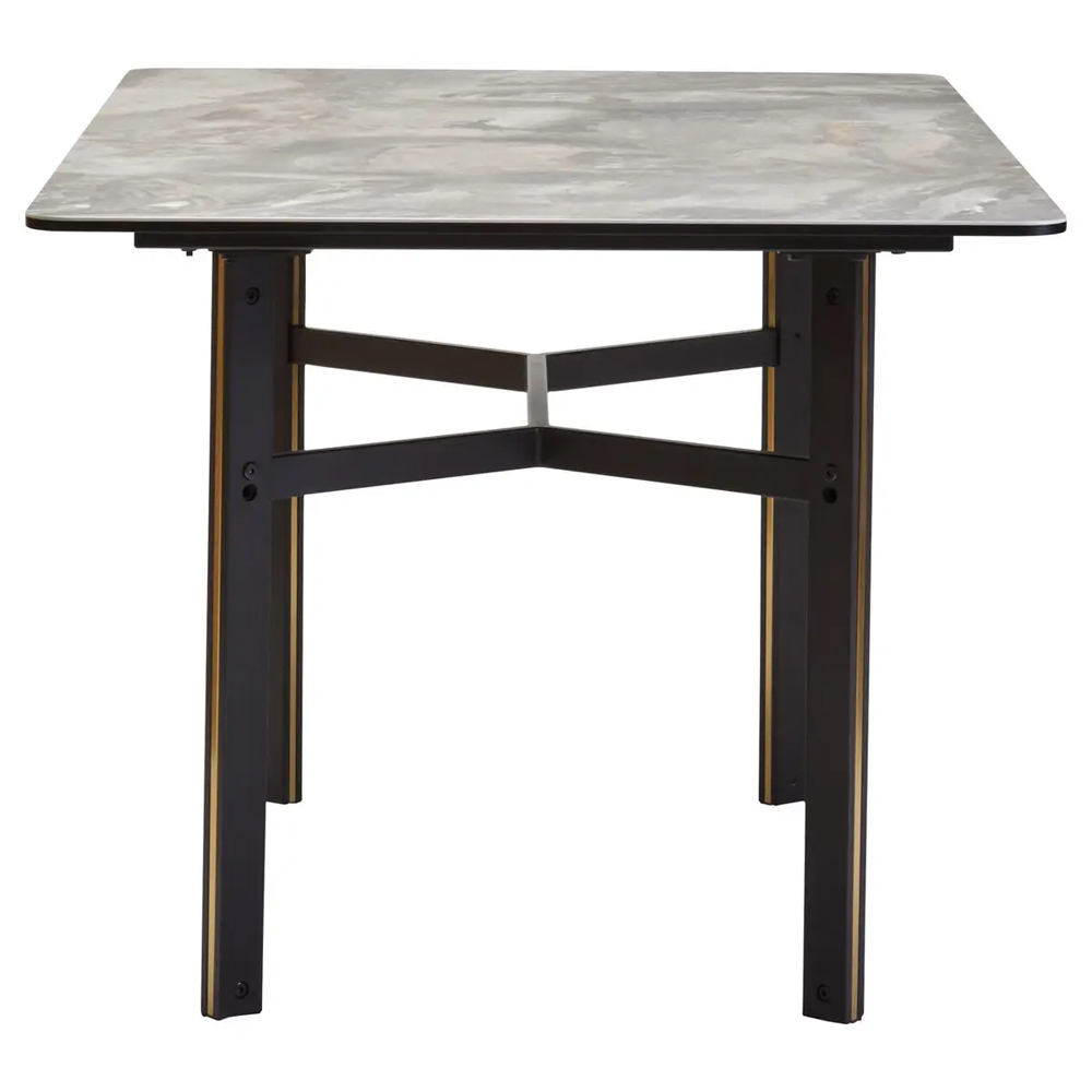Ithaca Ceramic Top Rectangular Dining Table In Grey And Black