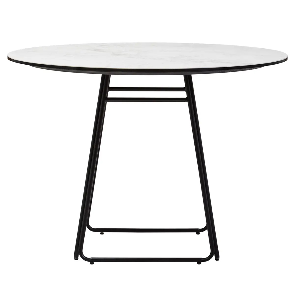 Ithaca Ceramic Top Round Dining Table In Grey And Black