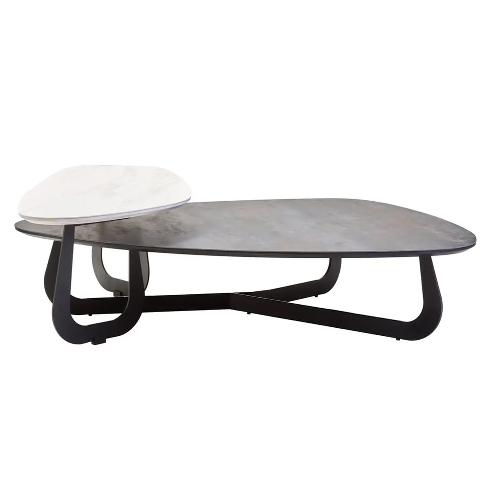 Ithaca Large Ceramic Top Nesting Coffee Table In Grey And White
