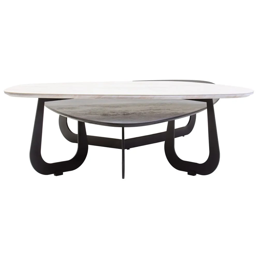 Ithaca Large Ceramic Top Nesting Coffee Table In Grey And White