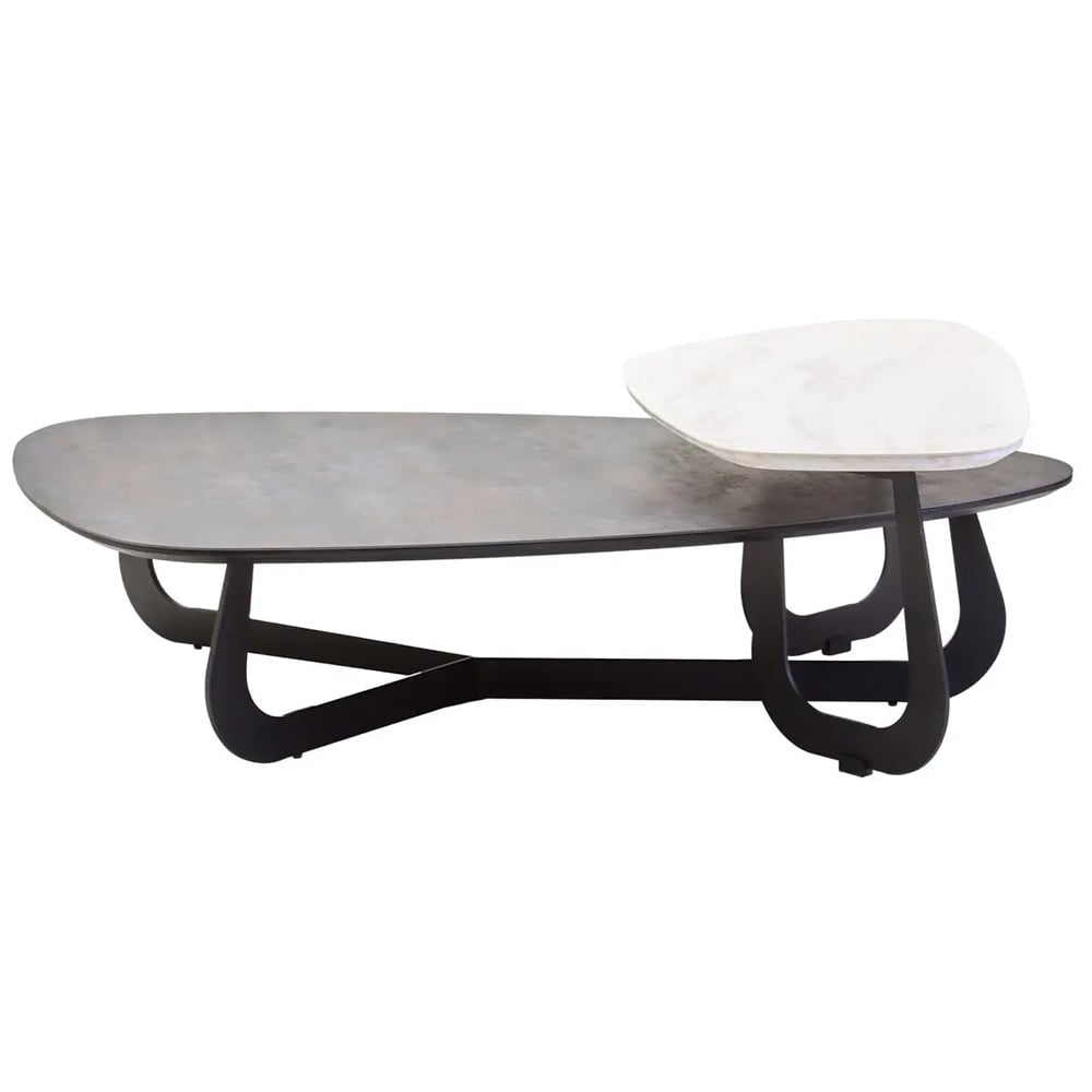 Ithaca Large Ceramic Top Nesting Coffee Table In Grey And White