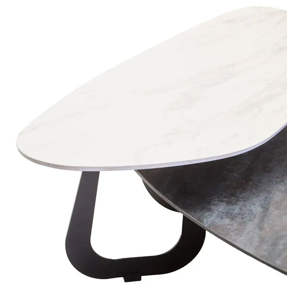 Ithaca Large Ceramic Top Nesting Coffee Table In Grey And White